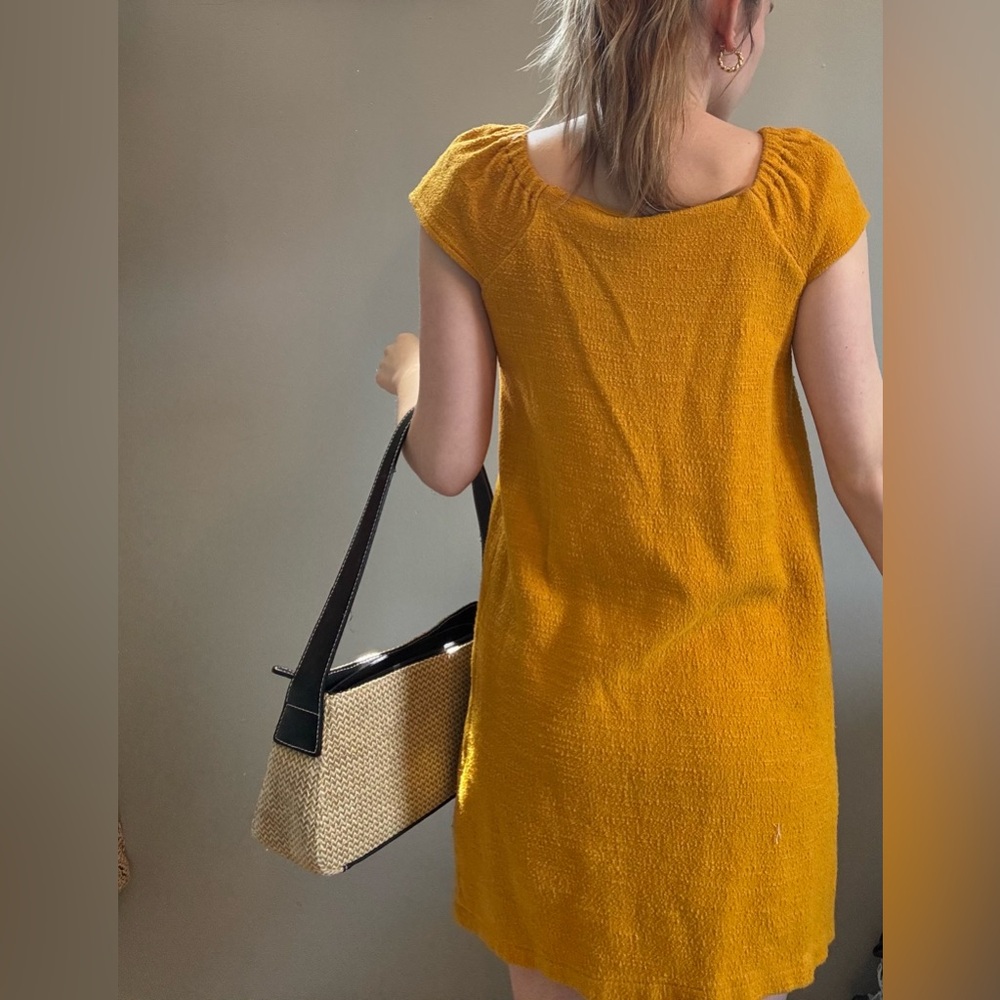 Madewell Texture & Thread Mustard Mini Dress. - Picture 6 of 6